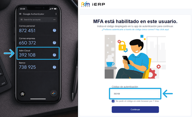 MFA en Adm Cloud.