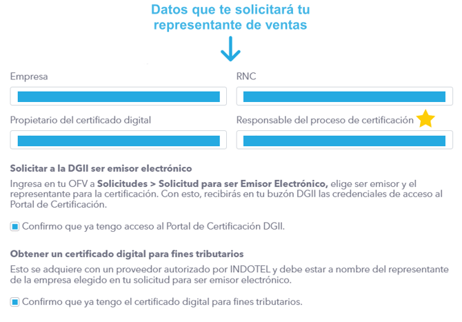 Datos que te solicitará tu representante de ventas