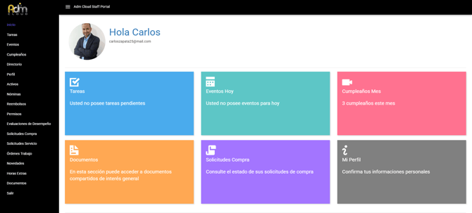 Vista de un portal de Staff de ejemplo.